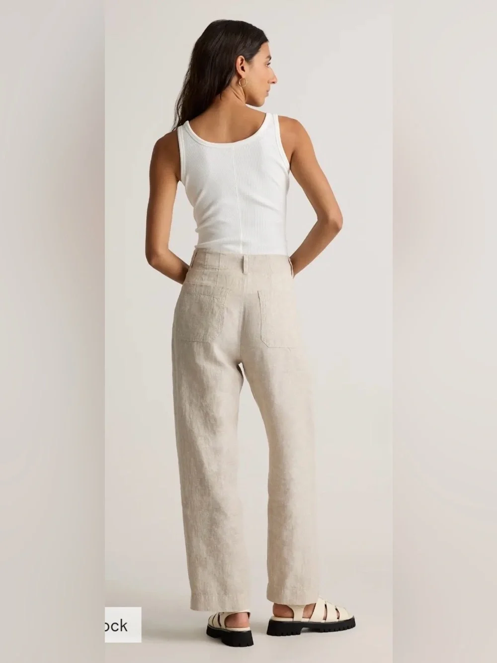 NWT Quince 100% European Linen Patch Pocket Wide Leg Pants, Size 4